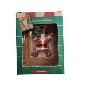 Vintage Ornament Rudolph's Workshop Montgomery Ward Santa Hanging